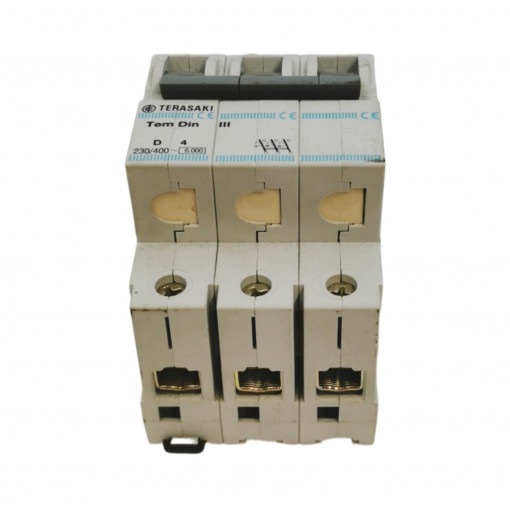 D-4A Circuit breaker; 230/400VAC; Inom: 4A; Poles: 3; DIN; Charact: D; TERASAKI D-4A Circuit breaker; 230/400VAC; Inom: 4A; Poles: 3; DIN; Charact: D; TERASAKI