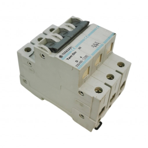 D-4A Circuit breaker; 230/400VAC; Inom: 4A; Poles: 3; DIN; Charact: D; TERASAKI D-4A Circuit breaker; 230/400VAC; Inom: 4A; Poles: 3; DIN; Charact: D; TERASAKI