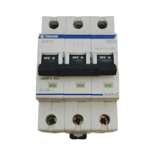 DDF10-100A Circuit breaker; 400VAC; Inom: 100A; Poles: 3; DIN; Charact TERASAKI DDF10-100A Circuit breaker; 400VAC; Inom: 100A; Poles: 3; DIN; Charact TERASAKI
