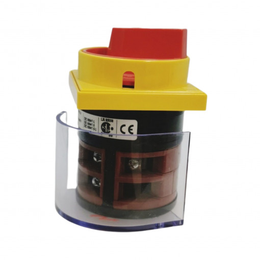 7GN3210U25 Rotary cam switch 7GN series, ON-OFF switch 3 poles 32A, for front mounting with red/yellow handle padlockable LOVATO