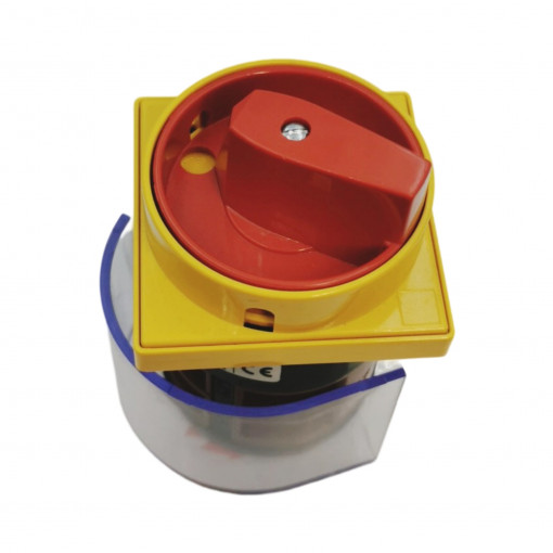 7GN3210U25 Rotary cam switch 7GN series, ON-OFF switch 3 poles 32A, for front mounting with red/yellow handle padlockable LOVATO
