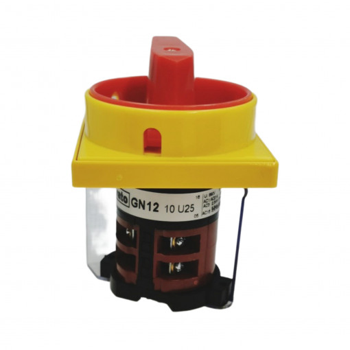 7GN1210U25 Rotary cam switch 7GN series, ON-OFF switch 3 poles 16A, for front mounting with red/yellow handle padlockable LOVATO