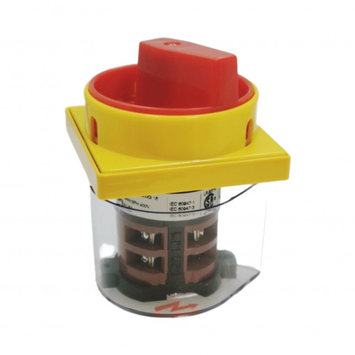 7GN1210U25 Rotary cam switch 7GN series, ON-OFF switch 3 poles 16A, for front mounting with red/yellow handle padlockable LOVATO