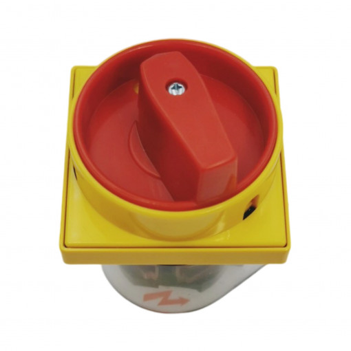 7GN1210U25 Rotary cam switch 7GN series, ON-OFF switch 3 poles 16A, for front mounting with red/yellow handle padlockable LOVATO
