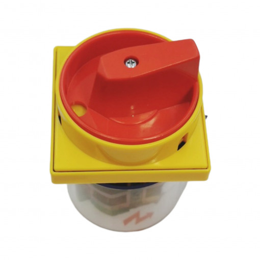 7GN2510U25 Rotary cam switch 7GN series, ON-OFF switch 3 poles 25A, for front mounting with red/yellow handle padlockable LOVATO