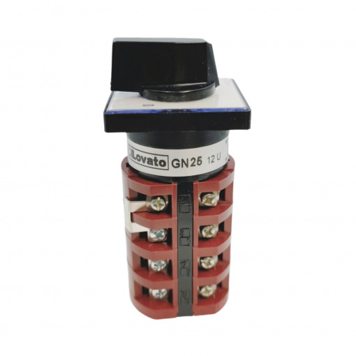 7GN2512U Rotary cam switch 7GN series, star-delta motor starter switch 25A, for front mounting with black handle LOVATO