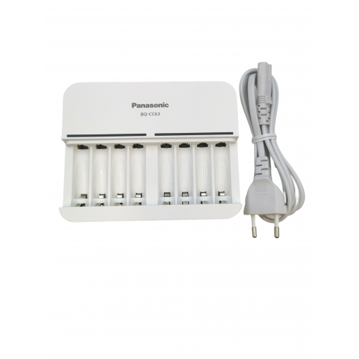 Panasonic Eneloop Charger BQ-CC63 Charger for charging up to 8 PCs. Batteries Processor Ni-MH; 4xR6/AA, R03/AAA; 8 Independent charging channels