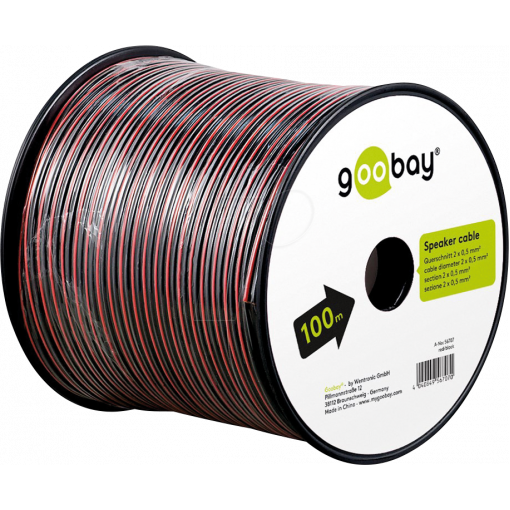 KLS035.BKRD.Speaker Cable red;black CU 100 m spool, cable diameter 2 x 0.35 mm² KLS035.BKRD.Speaker Cable red;black CU 100 m spool, cable diameter 2 x 0.35 mm²