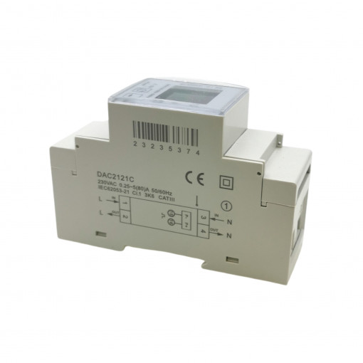 1F-2DIN-LCD WiFi Wi-Fi Vienfāzes elektrības skaitītājs ar iesl./izsl. Releju | iOS, Android App TUYA | 50A | DIN