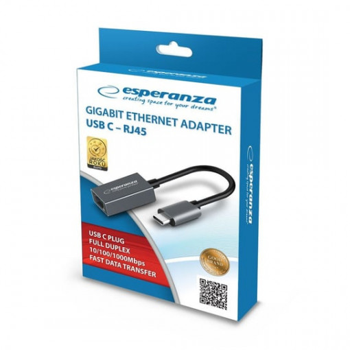 Esperanza Gigabit Ethernet 1000 Mbps Adapter Usb C-Rj45 Ena102