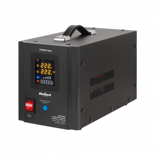 UPS.BACKUP.1000 Avārijas barošanas avots Rebel Power-1000, Pure SIN pārveidotājs ar lādētāju 12V 230V 1000VA/700W UPS.BACKUP.1000 Avārijas barošanas avots Rebel Power-1000, Pure SIN pārveidotājs ar lādētāju 12V 230V 1000VA/700W