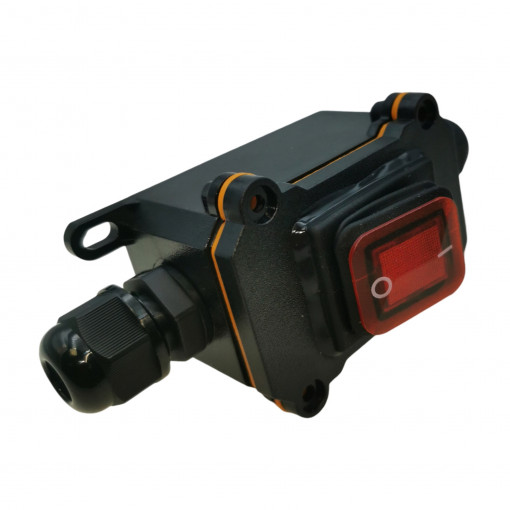 QWORK® IP65 ūdensizturīgs iebūvēts kabeļa slēdzis ar sarkanu indikācijas gaismiņu, 220V 30A, DPST slēdzis, divpozīciju ieslēgšanas/izslēgšanas slēdzis