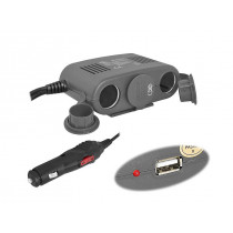 Piepīperājspraudņa sadalītājs 1->3 12V 10A max + USB izeja 5V1A Piepīperājspraudņa sadalītājs 1->3 12V 10A max + USB izeja 5V1A