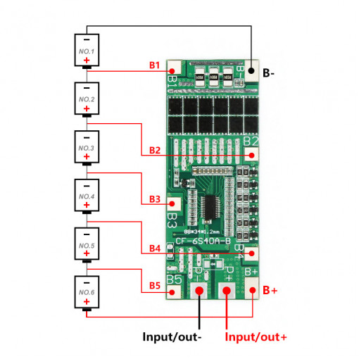 6S 40A Lithium Battery 18650 Charger PCB BMS Protection Board 25.2V Cell