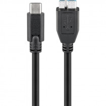 Cable; USB 3.0; USB B micro plug,USB C plug; nickel plated; 0.5m Cable; USB 3.0; USB B micro plug,USB C plug; nickel plated; 0.5m