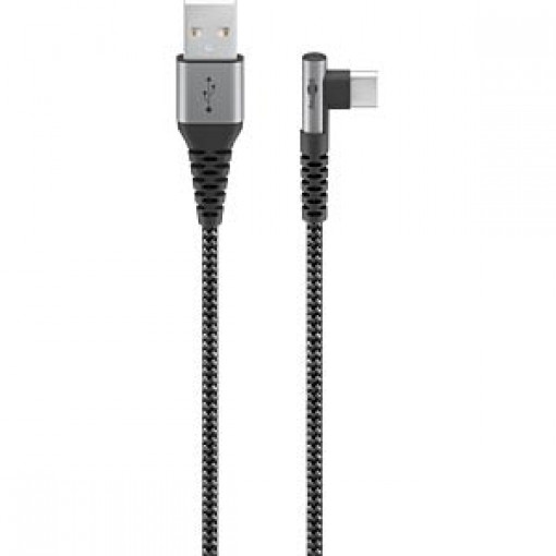 64655; Cable; USB 2.0; USB A plug,USB C angled plug; 0.5m; 480Mbps; Goobay; GOOBAY-64655