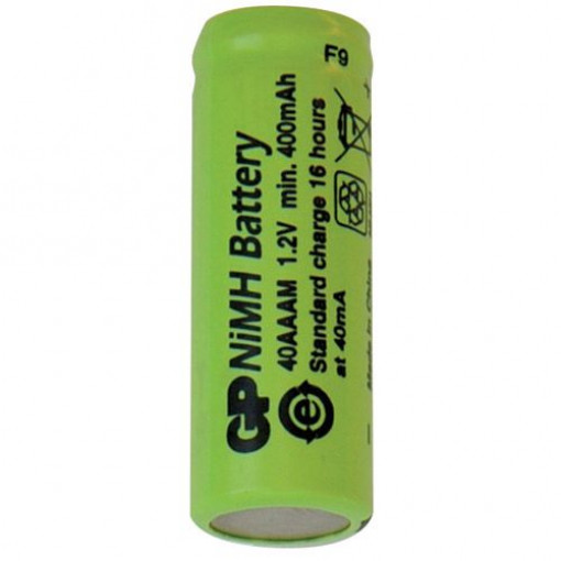 40AAAM; Re-battery: Ni-MH; 2/3AAA; 1.2V; 400mAh; Ø10.2x29.3mm; 40mA; GP; ACCU-40AAAM-GP 40AAAM; Re-battery: Ni-MH; 2/3AAA; 1.2V; 400mAh; Ø10.2x29.3mm; 40mA; GP; ACCU-40AAAM-GP