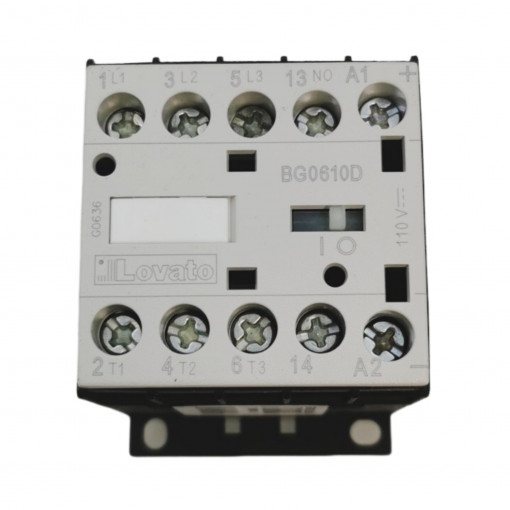 11BG0610D110; Contactor: 3-pole; NO x3; Auxiliary contacts: NO; 110VDC; 6A; DIN; LOVATO ELECTRIC 11BG0610D110; Contactor: 3-pole; NO x3; Auxiliary contacts: NO; 110VDC; 6A; DIN; LOVATO ELECTRIC