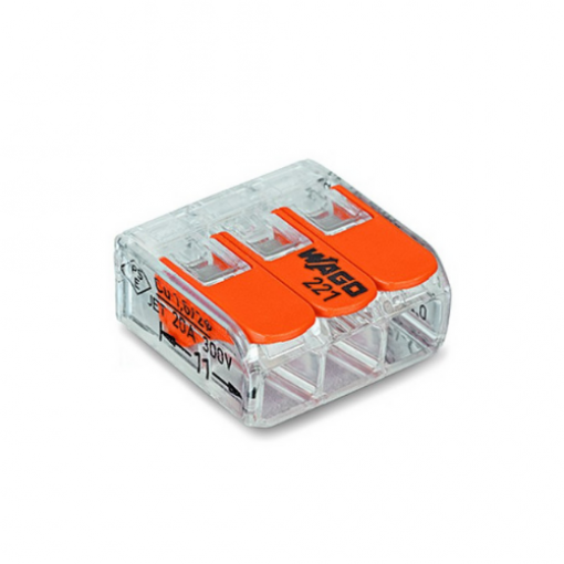 221-413; Installation quick splice; 221; spring clamp; 0.2÷4mm2; 450V; 32A; WAGO