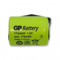17AAAH; Re-battery: Ni-MH; 1/3AAA,1/3R03; 1.2V; 170mAh; soldering lugs; GP 17AAAH; Re-battery: Ni-MH; 1/3AAA,1/3R03; 1.2V; 170mAh; soldering lugs; GP
