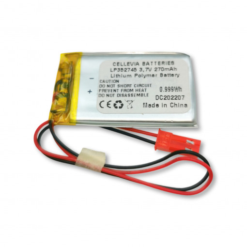 L352745; Re-battery: Li-Po; 3.7V; 270mAh; cables; 3.5x27x45mm; CELLEVIA BATTERIES L352745; Re-battery: Li-Po; 3.7V; 270mAh; cables; 3.5x27x45mm; CELLEVIA BATTERIES
