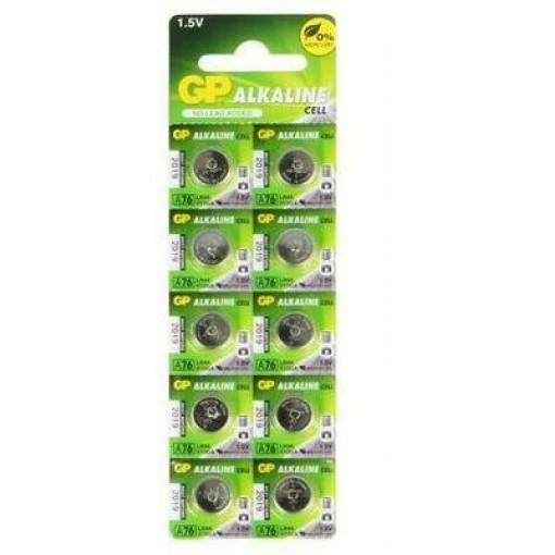 186-U10; Battery: alkaline; 1.5V; LR43,R1142,coin; Batt.no: 10; Ø11.6x4.2mm; GP