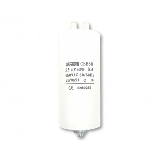 CBB60E-25/450; Capacitor: motors, run; 25uF; 450V; Ø42x95mm; -25÷70°C; ±5%; 3000h; SR PASSIVES