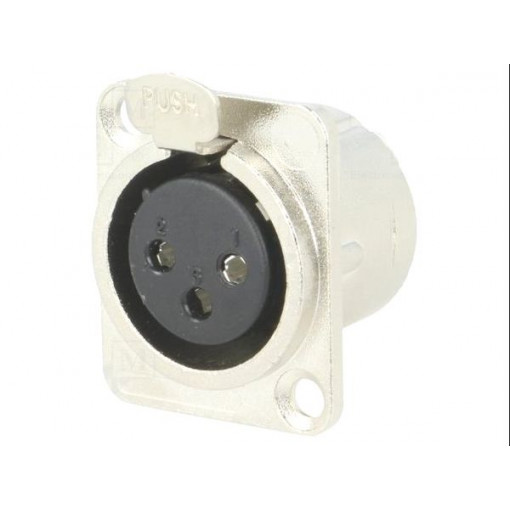 FC61900N; Socket; XLR; female; PIN: 3; soldering; gold-plated; silver; metal; CLIFF