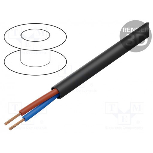 H03VV-F/2X1.00BK; Wire; OMY; round; stranded; Cu; 2x1mm2; PVC; black; 300V; Class: 5; Manex H03VV-F/2X1.00BK; Wire; OMY; round; stranded; Cu; 2x1mm2; PVC; black; 300V; Class: 5; Manex