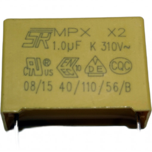 MKP-X2-1UR22/310; Capacitor: polypropylene; 1uF; 22.5mm; ±10%; 26.3x19x10mm; 310VAC; SR PASSIVES
