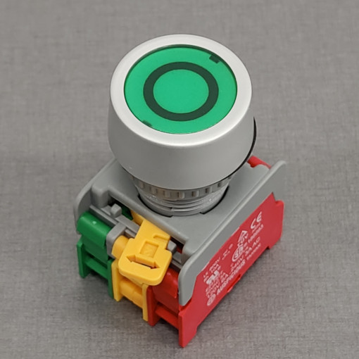 PFL22-1O/C G, W/O LAMP; Switch: push-button; Stabl.pos: 2; NC + NO; 3A/230VAC; 22mm; green; AUSPICIOUS PFL22-1O/C G, W/O LAMP; Switch: push-button; Stabl.pos: 2; NC + NO; 3A/230VAC; 22mm; green; AUSPICIOUS