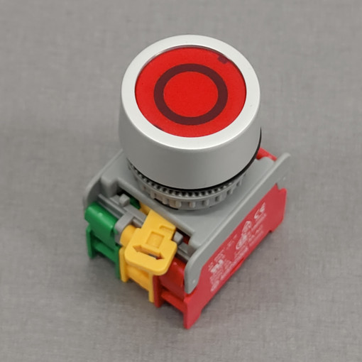 PFL22-1O/C R, W/O LAMP; Switch: push-button; Stabl.pos: 2; NC + NO; 3A/230VAC; 22mm; red; AUSPICIOUS PFL22-1O/C R, W/O LAMP; Switch: push-button; Stabl.pos: 2; NC + NO; 3A/230VAC; 22mm; red; AUSPICIOUS