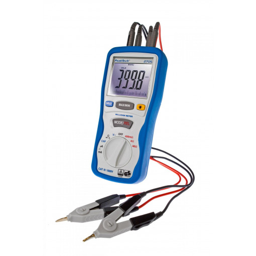 P2705; Milli-ohm meter; LCD 3,75 digit (4000); 400m/4/40Ω; PEAKTECH