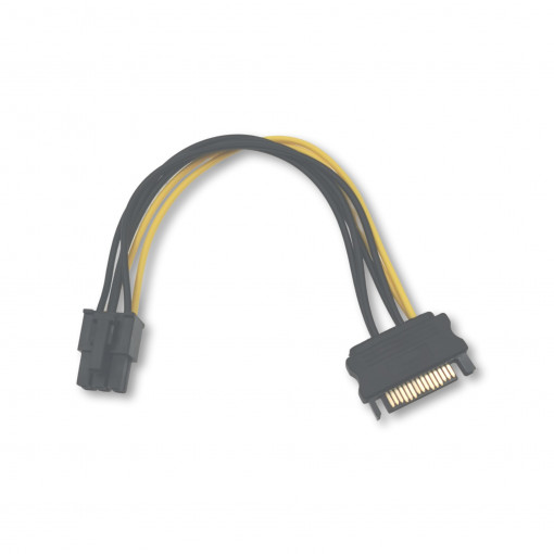 53989; Cable: SATA; PCI-E 6pin female,SATA 15pin plug; 0.15m; QOLTEC 53989; Cable: SATA; PCI-E 6pin female,SATA 15pin plug; 0.15m; QOLTEC