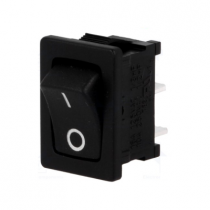 R13-66F-02-BB-3D, ROCKER; SPST; Pos: 2; OFF-(ON); 10A/250VAC; black; none; 50mΩ, SCI