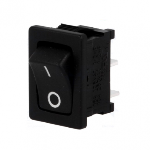 R13-66F-02-BB-3D, ROCKER; SPST; Pos: 2; OFF-(ON); 10A/250VAC; black; none; 50mΩ, SCI