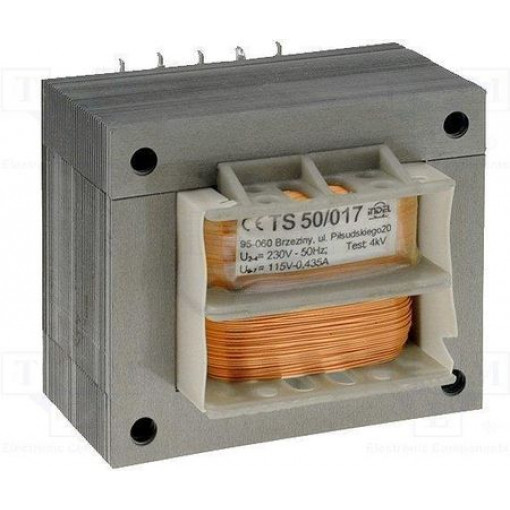 TS50/017; Transformer: mains; 50VA; 230VAC; 115V; 0.42A; Mounting: screw type; INDEL TS50/017; Transformer: mains; 50VA; 230VAC; 115V; 0.42A; Mounting: screw type; INDEL