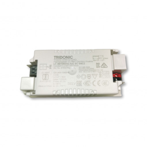 LC 45/1050/43 FIXC SC SNC2; Power supply: switched-mode; LED; 45W; 27÷45VDC; 1050mA; 94g; OUT: 1; TRIDONIC LC 45/1050/43 FIXC SC SNC2; Power supply: switched-mode; LED; 45W; 27÷45VDC; 1050mA; 94g; OUT: 1; TRIDONIC