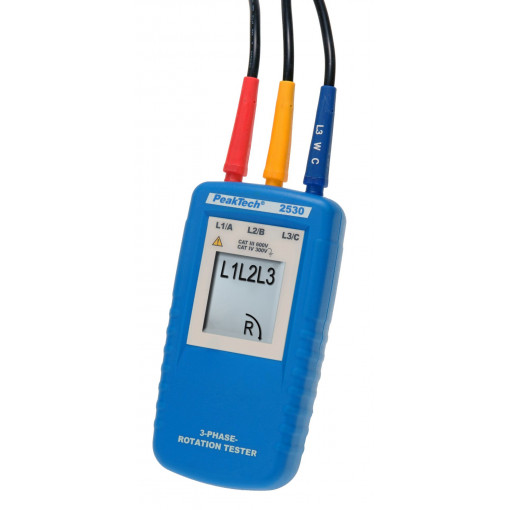 P 2530; Tester: phase sequence; LCD; 40÷600VAC; Freq: 15÷400Hz; IP40; PEAKTECH P 2530; Tester: phase sequence; LCD; 40÷600VAC; Freq: 15÷400Hz; IP40; PEAKTECH