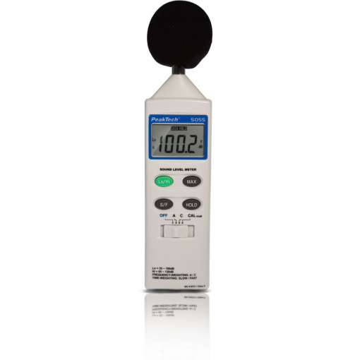 P 5055; Meter: sound level; LCD 3,5 digit; Sound level meas: 35÷130dB; PEAKTECH