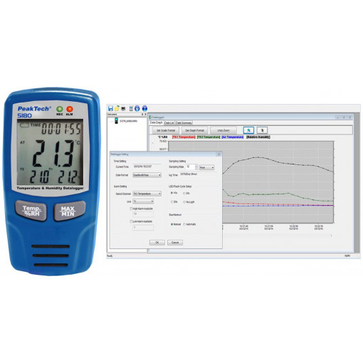 P 5180; Data logger; ±1,0°C; Power supply: lithium battery 3,6V; PEAKTECH P 5180; Data logger; ±1,0°C; Power supply: lithium battery 3,6V; PEAKTECH