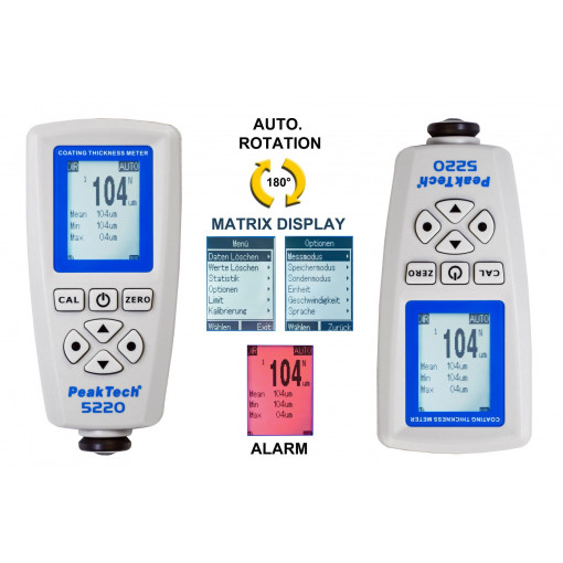 P 5220; Tester: coating thickness tester; LCD; 0,1÷1300um; 54x118x28mm; PEAKTECH