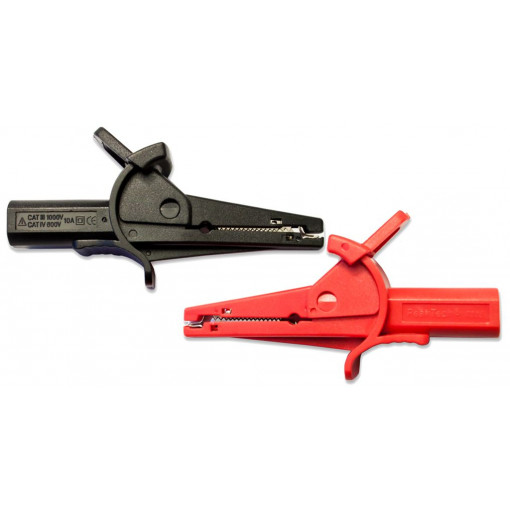 P 7015; Crocodile clip; 10A; black,red; Grip capac: max.25mm; 1kV; L: 100mm; PEAKTECH