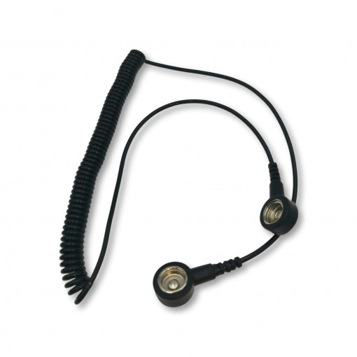 STW1330; Coiled earth lead; ESD; Features: 2 10mm female press stud; 1.8m; STATICTEC STW1330; Coiled earth lead; ESD; Features: 2 10mm female press stud; 1.8m; STATICTEC