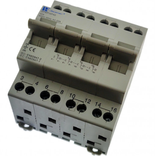 SPMP4P40; Module: mains-generator switch; Poles: 4; 240/415VAC; 40A; IP20; SPAMEL SPMP4P40; Module: mains-generator switch; Poles: 4; 240/415VAC; 40A; IP20; SPAMEL