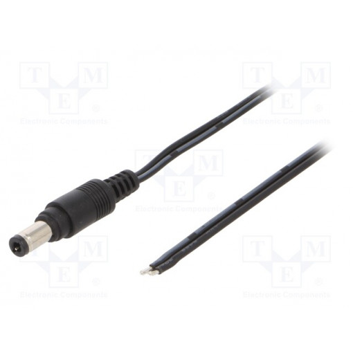 DC2600.0150E: DC barošanas vadi;Cable; wires,DC 5,5/2,5 plug; straight; 0.5mm2; black; 1.5m