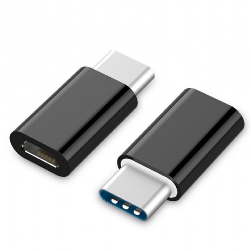 A-USB2-CMMF-01; Adapter; USB 2.0; USB B micro socket,USB C plug; black; GEMBIRD; A-USB2-CMMF-01