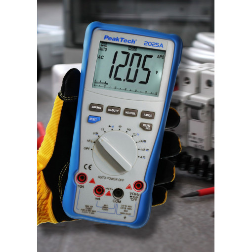 P 2025 A: Ciparu multimetri portatīvi;Digital multimeter; USB; VDC: 600mV,6V,60V,600V,1kV; -20÷1000°C