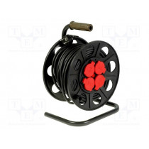 : Tīkla pagarinātāji;Extension lead; reel; Sockets: 4; rubber; black; 3x1,5mm2; 20m; 10A