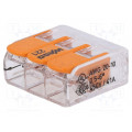 221-613, 3 poli Installation quick splice; 221; spring clamp; 0.5÷6mm2; 450V; 41A, WAGO